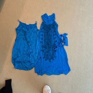 Matthew Williamson blue embroidered dress with silk slip